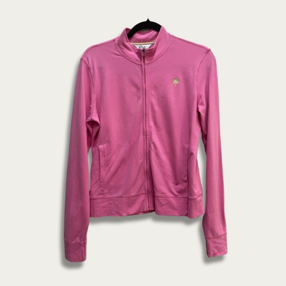Lilly Pulitzer Full Zip Jacket Stand Up Collar M Pink Preppy Tennis Athletic